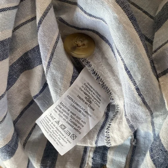 Madewell Linen Side-Button Striped Easy Dress Size XXS - Picture 14 of 16